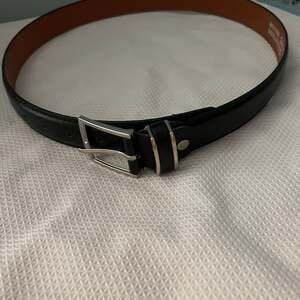 Mens Black Leather Belt Sz 34 / M Barbados Dress Classic Silver Wedding Prom